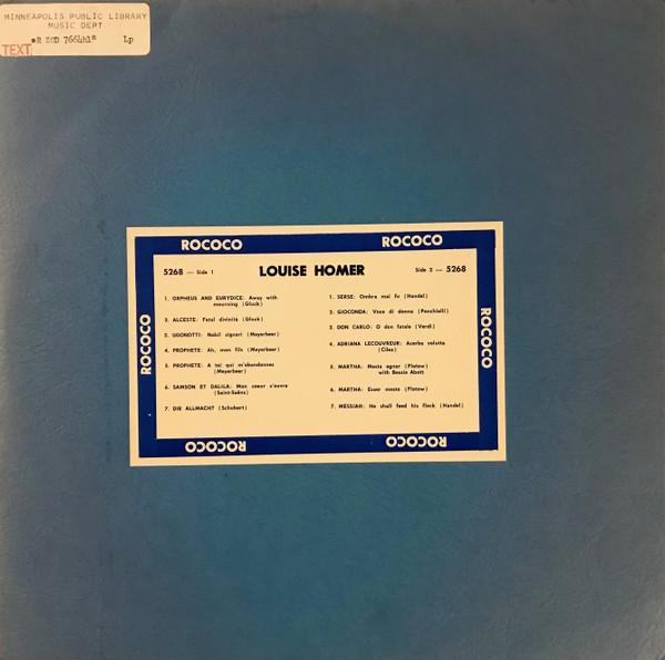 LP Record LOUISE HOMER Louise Homer 5268 Rococo Records Canada Classical Used
LP Record LOUISE HOMER Louise Homer 5268 Rococo Records Canada Classical Used