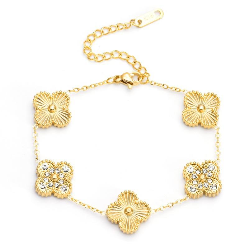 9MM 13MM Fashion Four Leaf Clover Bracelet Premium 18k Colorfast Laser Flower Bracelet 9mm
9MM 13MM Fashion Four Leaf Clover Bracelet Premium 18k Colorfast Laser Flower Bracelet 9mm