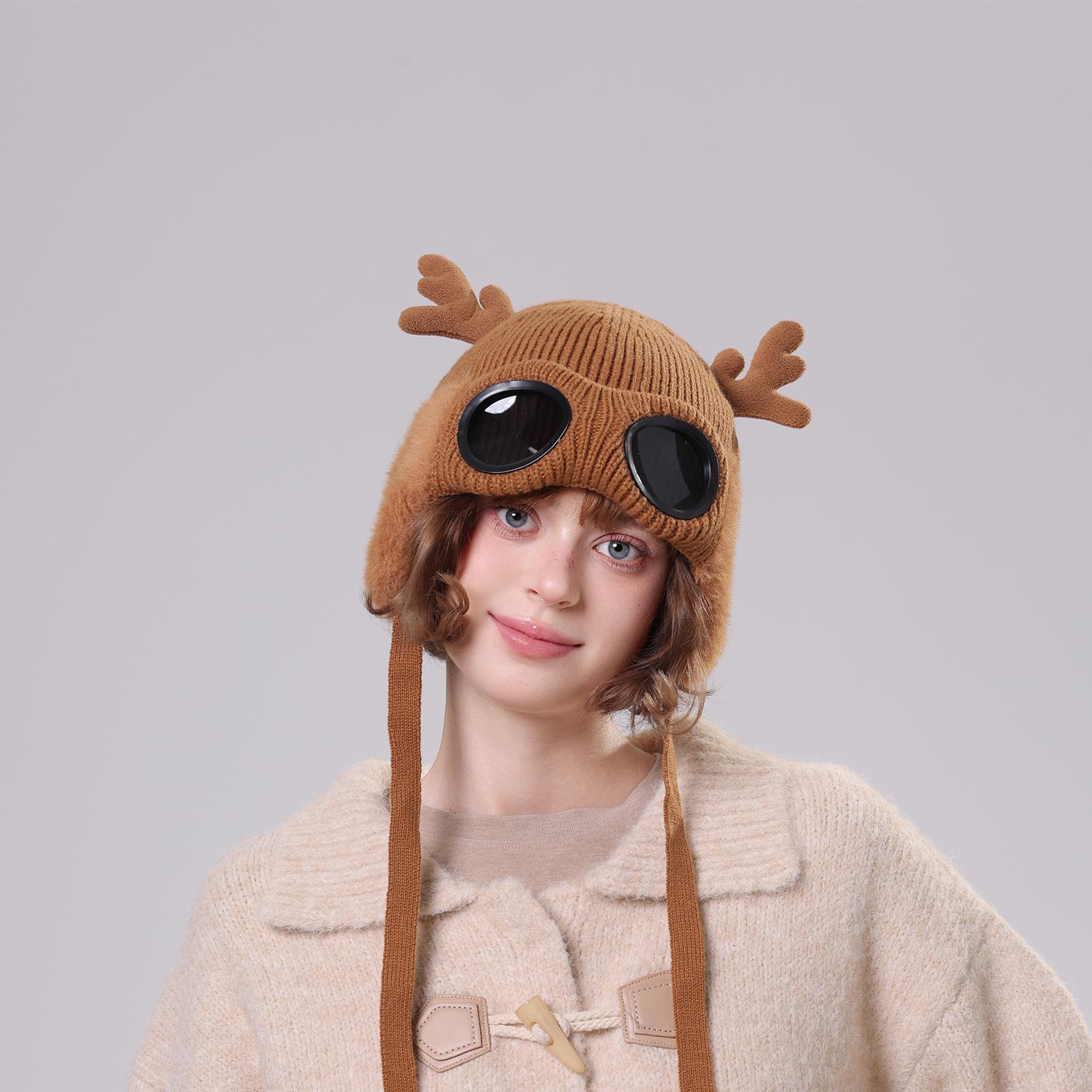 Men s And Women s Windproof Goggles With Fleece Ski Hats Knitted Warm Knitting Hat Deer Antler Hat One Size
Men s And Women s Windproof Goggles With Fleece Ski Hats Knitted Warm Knitting Hat Deer Antler Hat One Size
