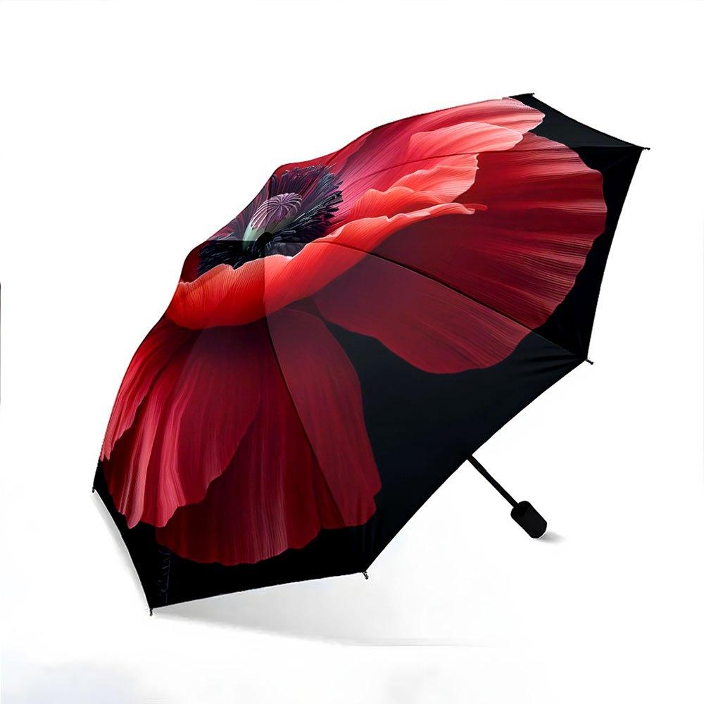 Automatic Folding Umbrella, Large Vibrant Red Flower on Black Background. Portable Collapsible Design, Casual Outdoor Accessor Iron&8K
Automatic Folding Umbrella, Large Vibrant Red Flower on Black Background. Portable Collapsible Design, Casual Outdoor Accessor Iron&8K