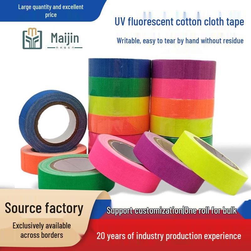 Fluorescent Cotton Cloth UV Tape for Easy Tear Labels & Stage Decorating
Fluorescent Cotton Cloth UV Tape for Easy Tear Labels & Stage Decorating