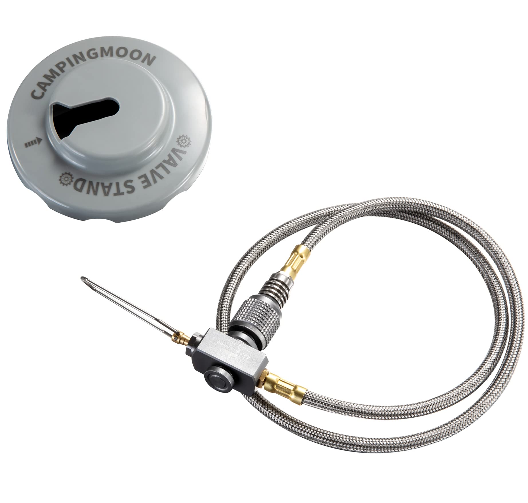 CAMPING MOON Gas Adapter, Hose Line with Valve, Screw-in Type, for OD Cans, with Dispensing Stand, Z21-70
CAMPING MOON Gas Adapter, Hose Line with Valve, Screw-in Type, for OD Cans, with Dispensing Stand, Z21-70