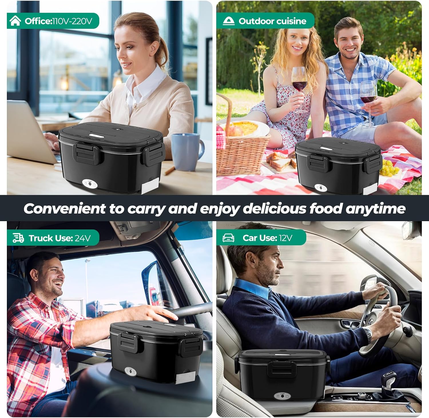 Electric 100W Fast Heated Lunch Box for Adults, Dual 1.5L Stainless Steel Containers, Portable Food Warmer 12V/24V/110V, Home/Ca United States
Electric 100W Fast Heated Lunch Box for Adults, Dual 1.5L Stainless Steel Containers, Portable Food Warmer 12V/24V/110V, Home/Ca United States