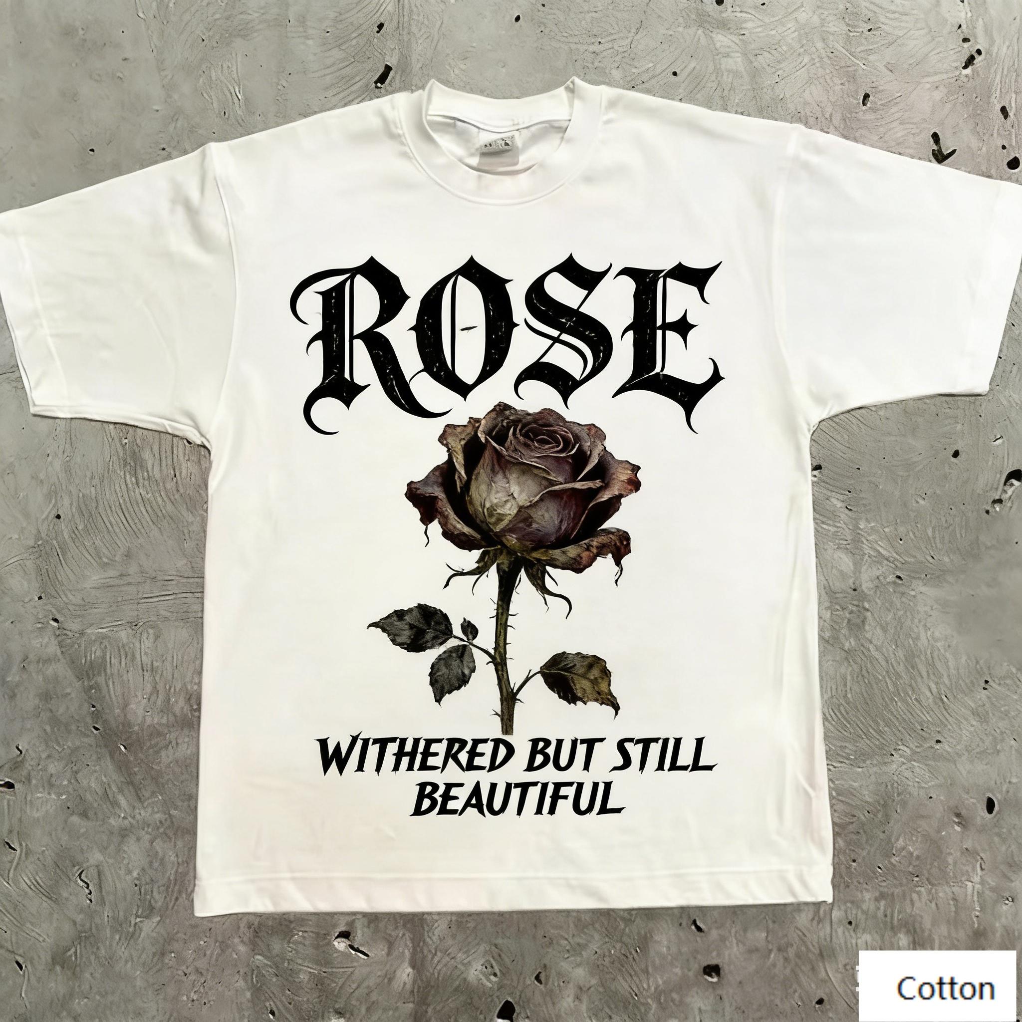 Oversized White Cotton TShirt with Bold Withered Rose Graphic Unisex Streetwear Tee for Unisex and Women 4XL
Oversized White Cotton TShirt with Bold Withered Rose Graphic Unisex Streetwear Tee for Unisex and Women 4XL