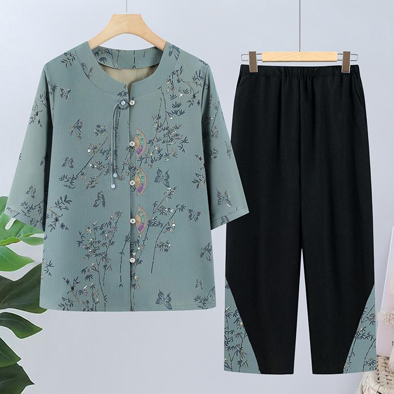 Grandma s Summer Seven-Sleeve Two-Piece Plus Size Set for Middle-Aged Women 4XL (130-145 jin) синій
Grandma s Summer Seven-Sleeve Two-Piece Plus Size Set for Middle-Aged Women 4XL (130-145 jin) синій