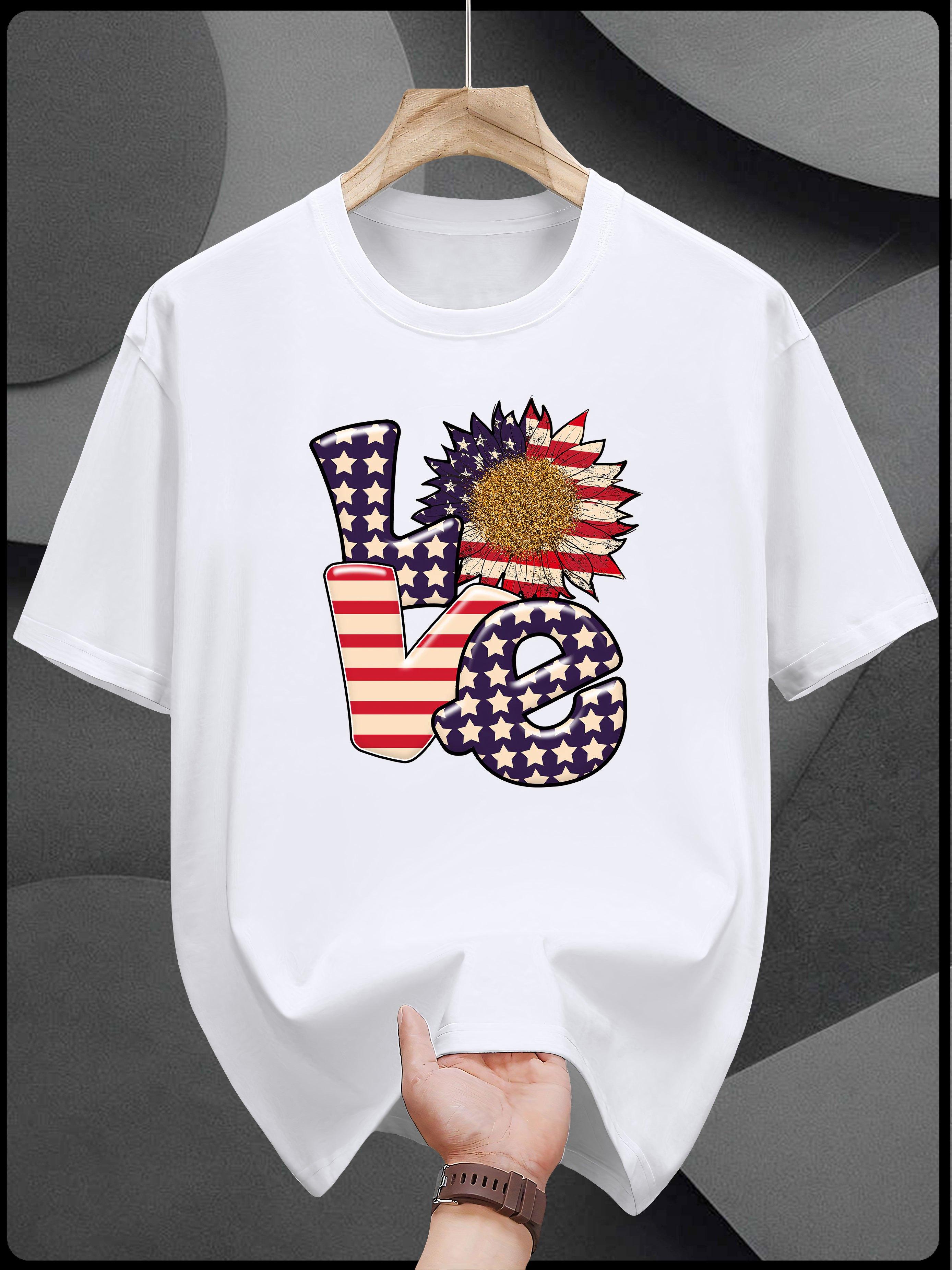 Heavyweight Cotton T-shirt - Black Patriotic American Flag LOVE Lettering Graphic Tee - Regular Fit Crew Neck Casual Shirt for Fourth of July M
Heavyweight Cotton T-shirt - Black Patriotic American Flag LOVE Lettering Graphic Tee - Regular Fit Crew Neck Casual Shirt for Fourth of July M