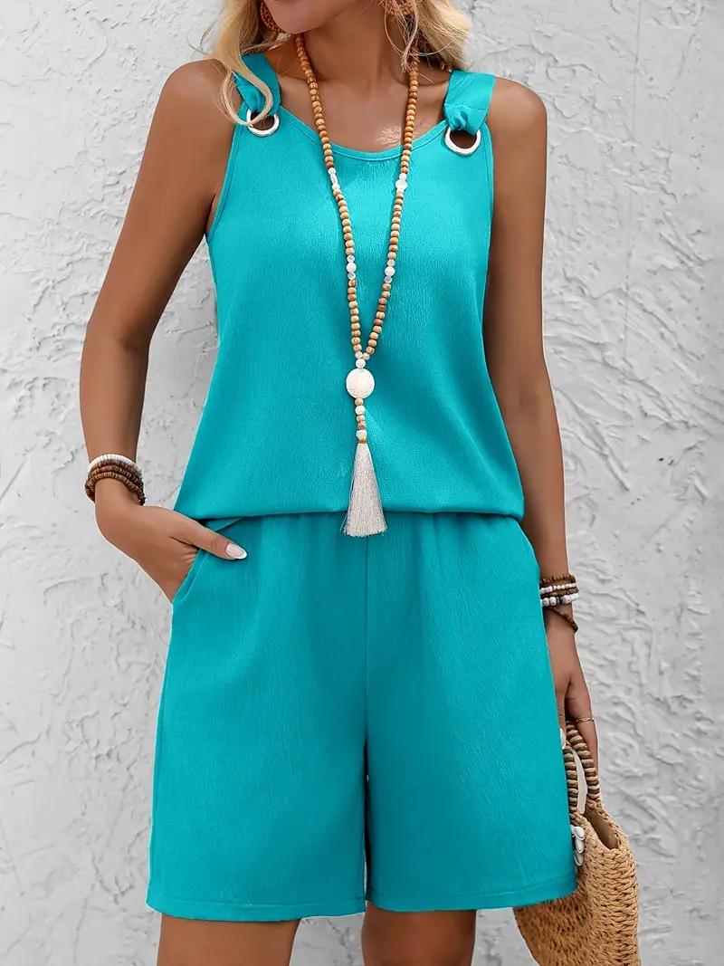 European Solid Color Double Pocket Sleeveless Top & Shorts Set for Women - Elegant Style (2026) 4XL смарагдовий
European Solid Color Double Pocket Sleeveless Top & Shorts Set for Women - Elegant Style (2026) 4XL смарагдовий