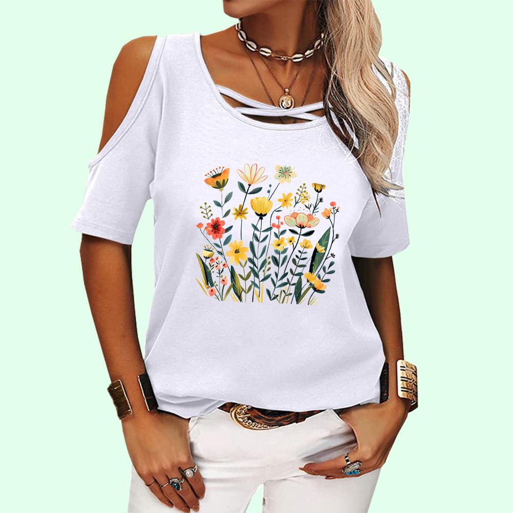 Women Fashion Round Collar Floral Print Tee Shirt Summer Pullover Off Shoulder Top Casual Short Sleeve T-shirt 5Xl чорний
Women Fashion Round Collar Floral Print Tee Shirt Summer Pullover Off Shoulder Top Casual Short Sleeve T-shirt 5Xl чорний