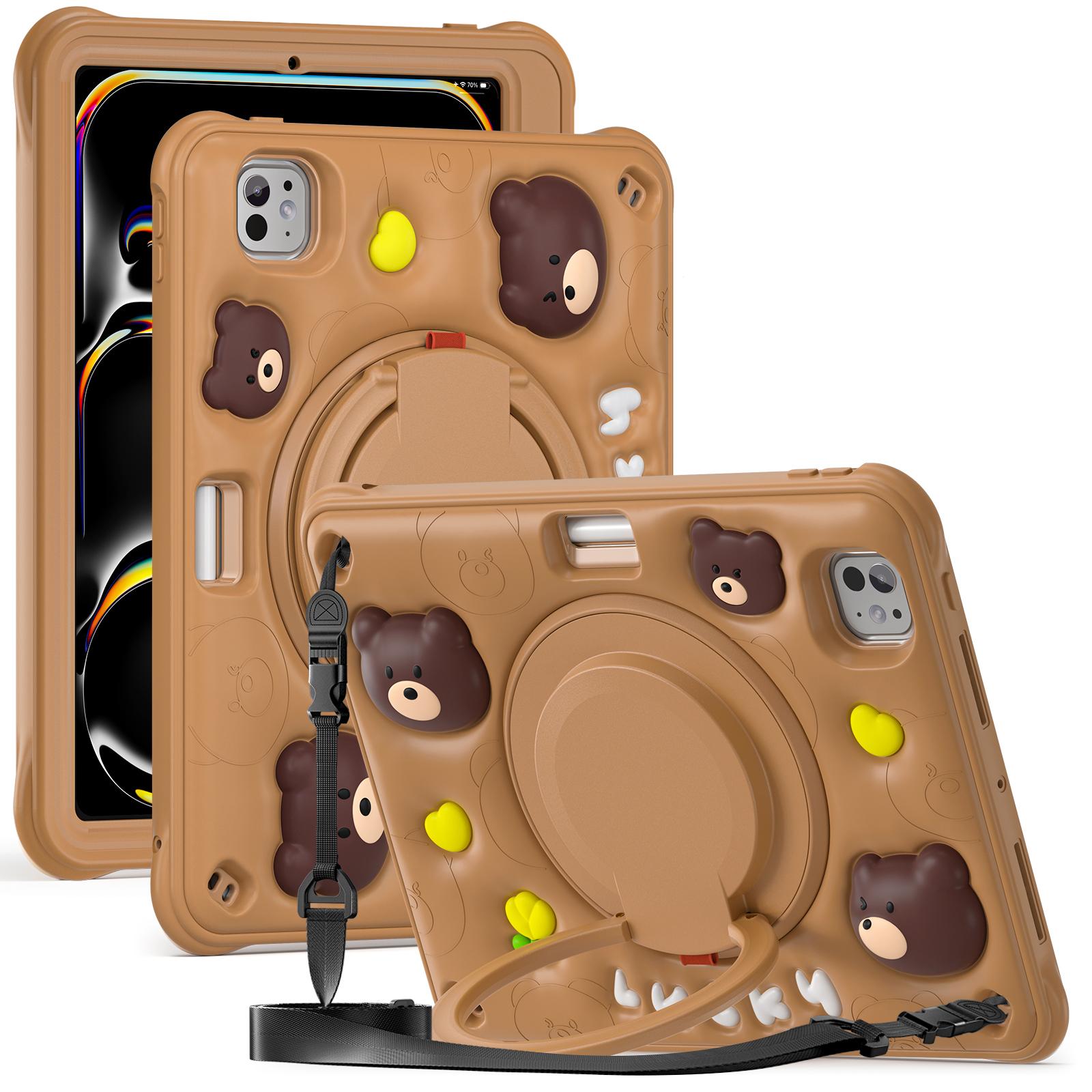 For iPad Pro 11 (2024) Case with Shoulder Strap Kickstand PC+Silicone+TPU Cartoon Bear Tablet Cover A
For iPad Pro 11 (2024) Case with Shoulder Strap Kickstand PC+Silicone+TPU Cartoon Bear Tablet Cover A