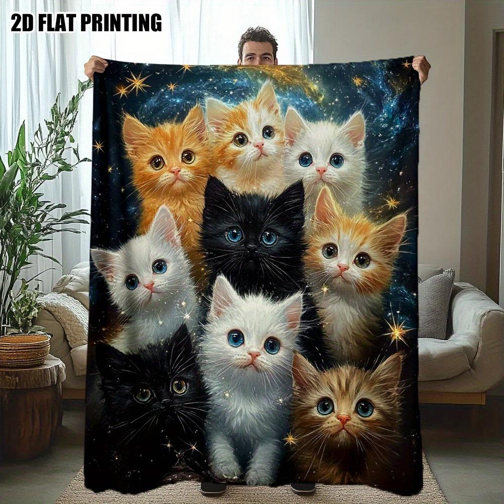 Brown stripes, three-color cats and black-and-white kittens patterns suitable for beds, sofas camping a warm gift for cat lovers 75x90cm
Brown stripes, three-color cats and black-and-white kittens patterns suitable for beds, sofas camping a warm gift for cat lovers 75x90cm