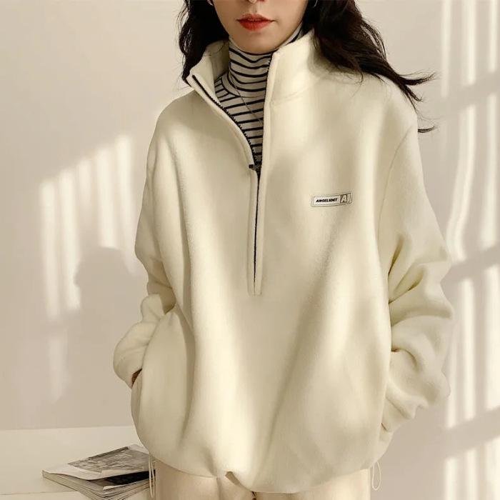 Fleece sweater women s autumn and winter pullover, fleece thickened top, warm zipper stand-up collar, loose fleece jacket M абрикосовый
Fleece sweater women s autumn and winter pullover, fleece thickened top, warm zipper stand-up collar, loose fleece jacket M абрикосовый