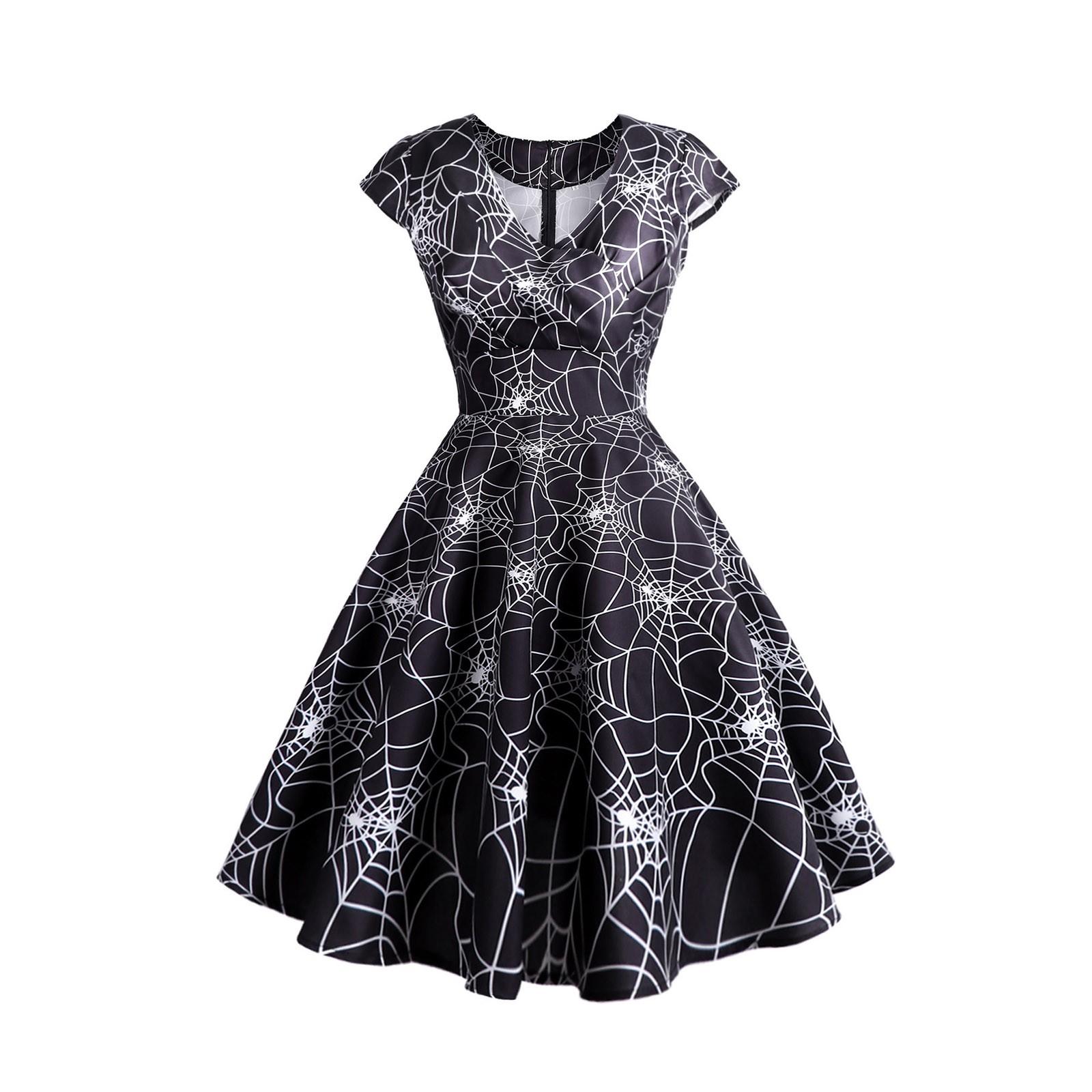 Halloween Dress Women s Vintage Print Dress Waist Swing Zipper Party Dress L чёрный
Halloween Dress Women s Vintage Print Dress Waist Swing Zipper Party Dress L чёрный
