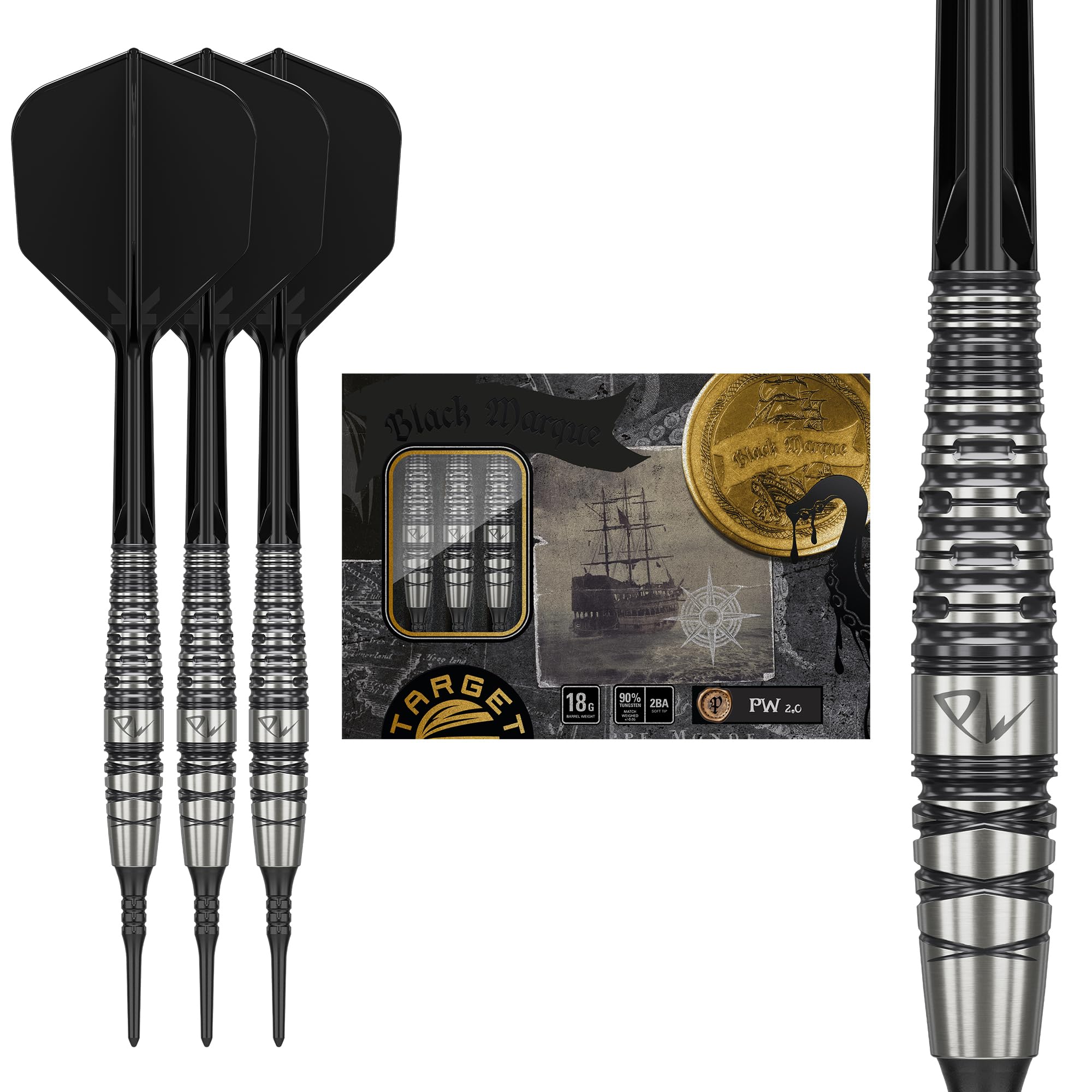 TARGET Japan BLACK MARQUE PW 2BA SOFT TIP DARTS Tan Pwai Wei Model Tungsten 2BA Soft Tip Darts Set 18g Mark PW 2.0 90% 90% K-Flex (Black 2.0)
TARGET Japan BLACK MARQUE PW 2BA SOFT TIP DARTS Tan Pwai Wei Model Tungsten 2BA Soft Tip Darts Set 18g Mark PW 2.0 90% 90% K-Flex (Black 2.0)