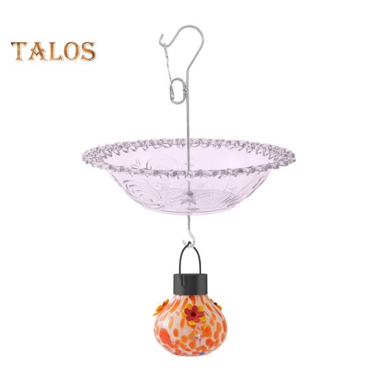 Подвесная кормушка для птиц, солнечная кормушка для колибри, чаша для кормления птиц с лампочкой для кормления водой, освещенная кормушка для птиц для украшения сада и крыльца на открытом воздухе фиолетовый