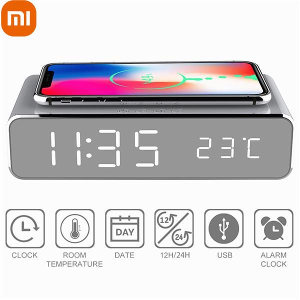 Светодиодный электрический будильник Xiaomi с зарядным устройством для телефона, беспроводные настольные цифровые часы-термометр, зеркало HD
Светодиодный электрический будильник Xiaomi с зарядным устройством для телефона, беспроводные настольные цифровые часы-термометр, зеркало HD