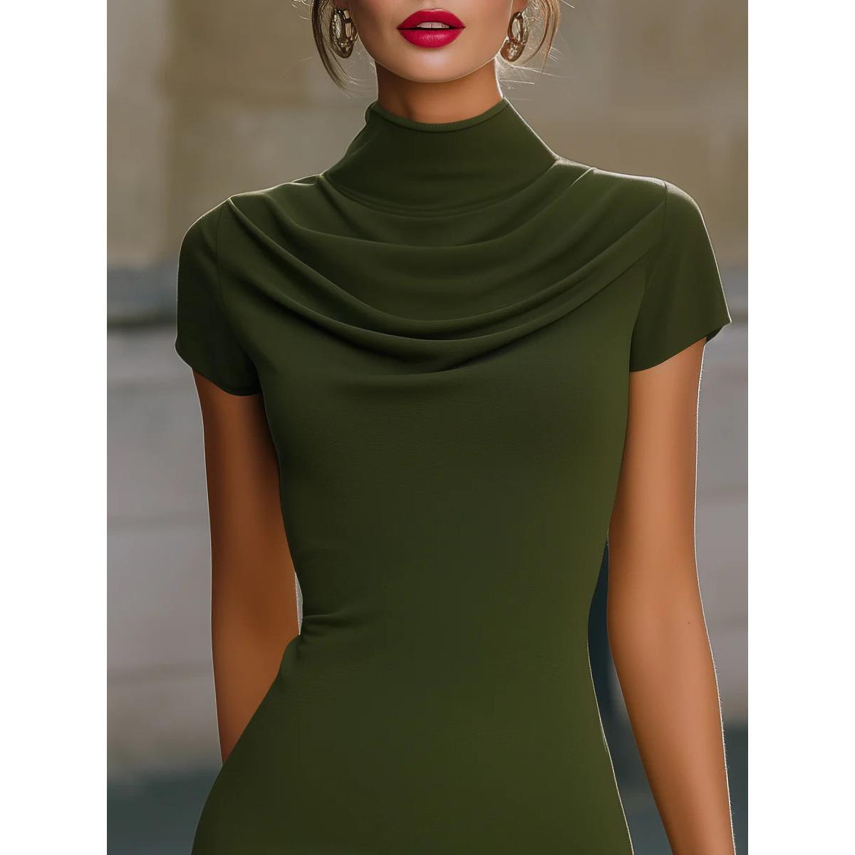 2026 Elegant Cowl Neck Bodycon Mini Dress for Women, Short Sleeve High Neck Slim Fit Party & Casual Wear XXL зелений
2026 Elegant Cowl Neck Bodycon Mini Dress for Women, Short Sleeve High Neck Slim Fit Party & Casual Wear XXL зелений