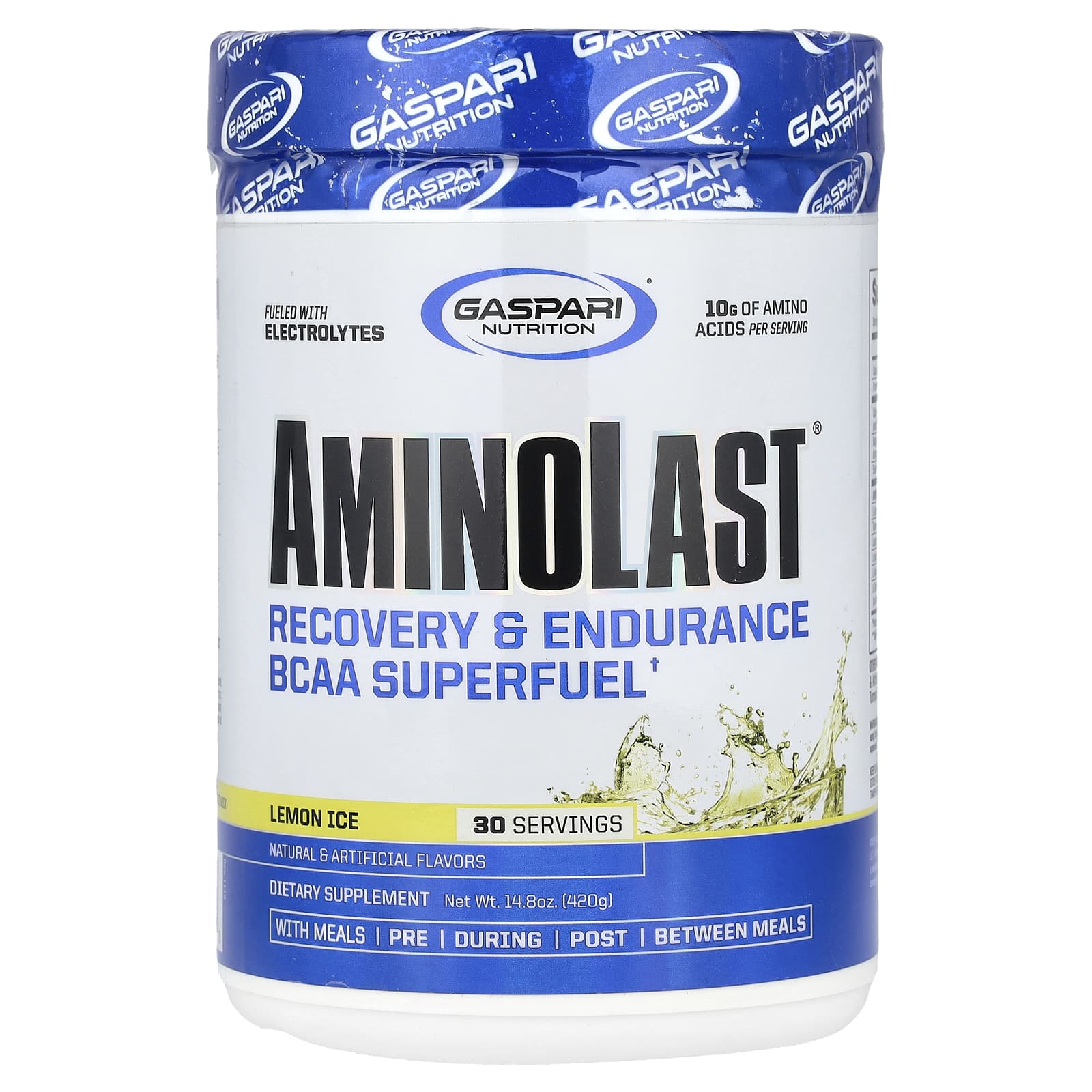 Gaspari Nutrition, Aminolast, Restorative & Long-Lasting BCAA Superfuel, Lemon Ice, 14.8 oz (420 g)
Gaspari Nutrition, Aminolast, Restorative & Long-Lasting BCAA Superfuel, Lemon Ice, 14.8 oz (420 g)