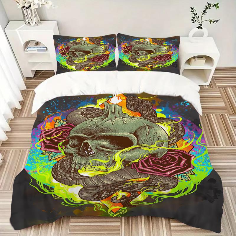 3pcs Skull Snake Bedding Set Down Comforter Cover and Pillowcases, Suitable for All Seasons(No Insert)-0729055 135x200cm
3pcs Skull Snake Bedding Set Down Comforter Cover and Pillowcases, Suitable for All Seasons(No Insert)-0729055 135x200cm