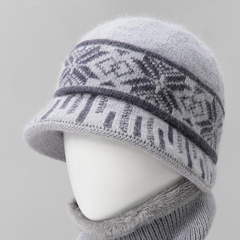 Шапка, шарф и манишка интегрированные женские осенне-зимние бархатные теплые с защитой ушей шапка из кроличьего пуха вязаная шапка one size is elastic
