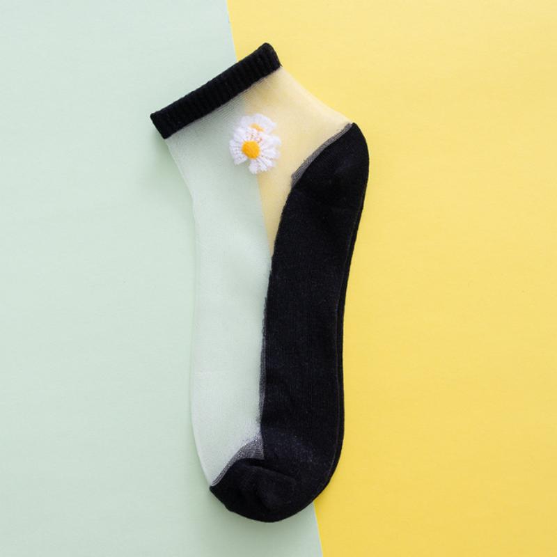 Женские носки Чулки на хлопковой подошве Весна и лето Короткие чулки средней длины Впитывающие пот нескользящие носки Женские чулки и чулочно-носочные изделия