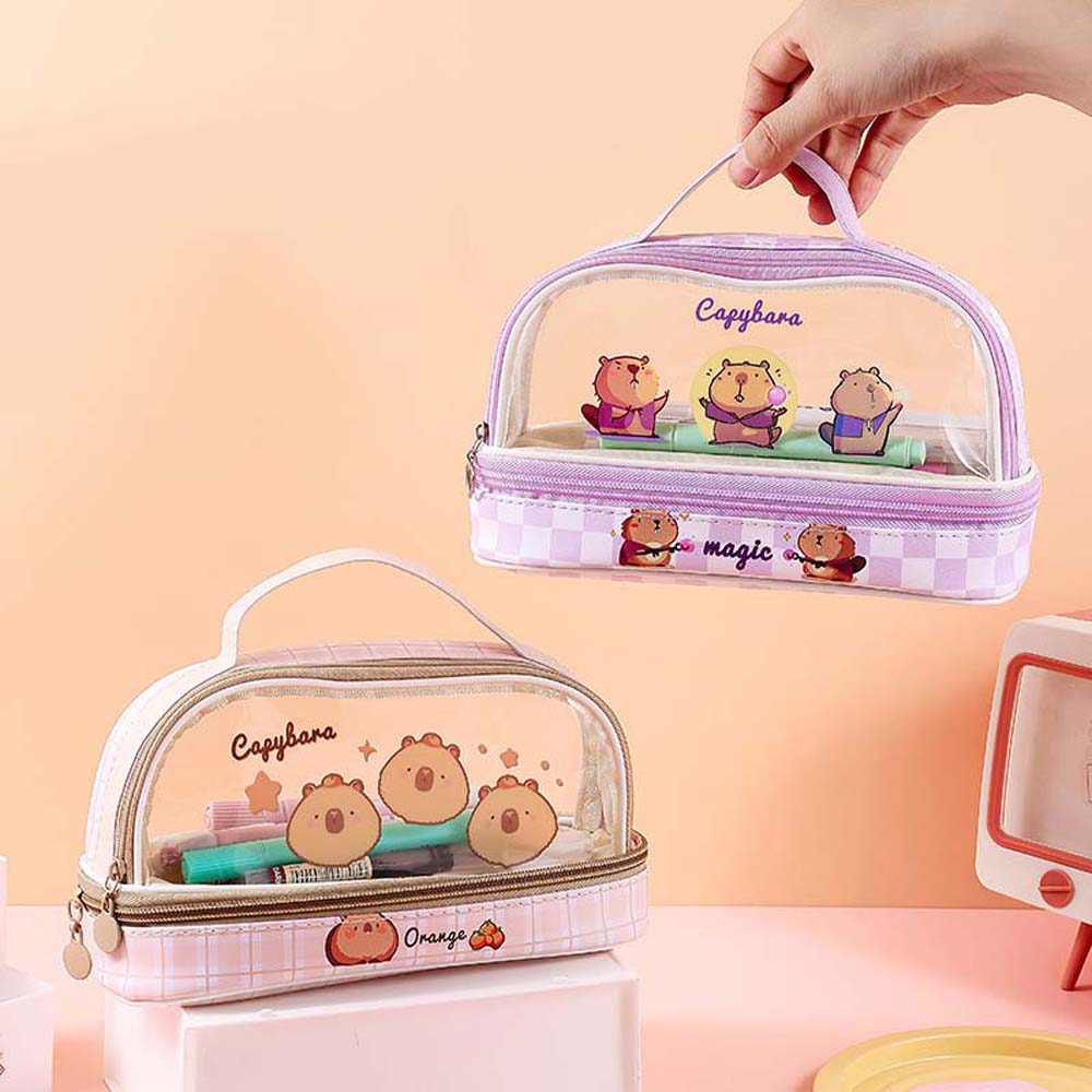 Cartoon Capybara Pen Bag Double Layer Capybara Pencil Pouch Capybara PVC Pencil Case Student
Cartoon Capybara Pen Bag Double Layer Capybara Pencil Pouch Capybara PVC Pencil Case Student