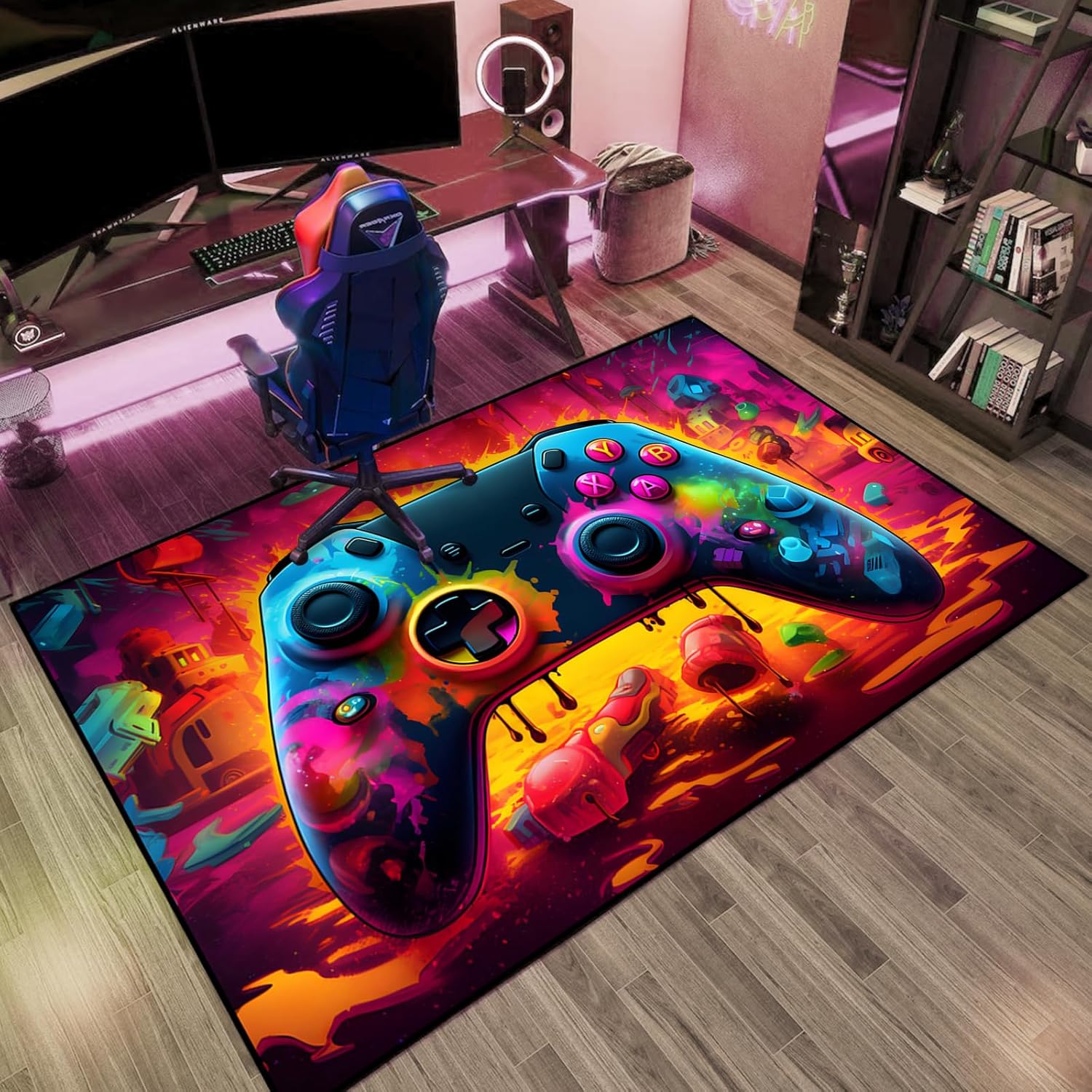 Gaming Area Rug Teen Boys Carpet, Fire with Flames Gamepad Game Controller Design for Game Room, Gaming Room, Boys Girls Bedroom 50x80cm
Gaming Area Rug Teen Boys Carpet, Fire with Flames Gamepad Game Controller Design for Game Room, Gaming Room, Boys Girls Bedroom 50x80cm