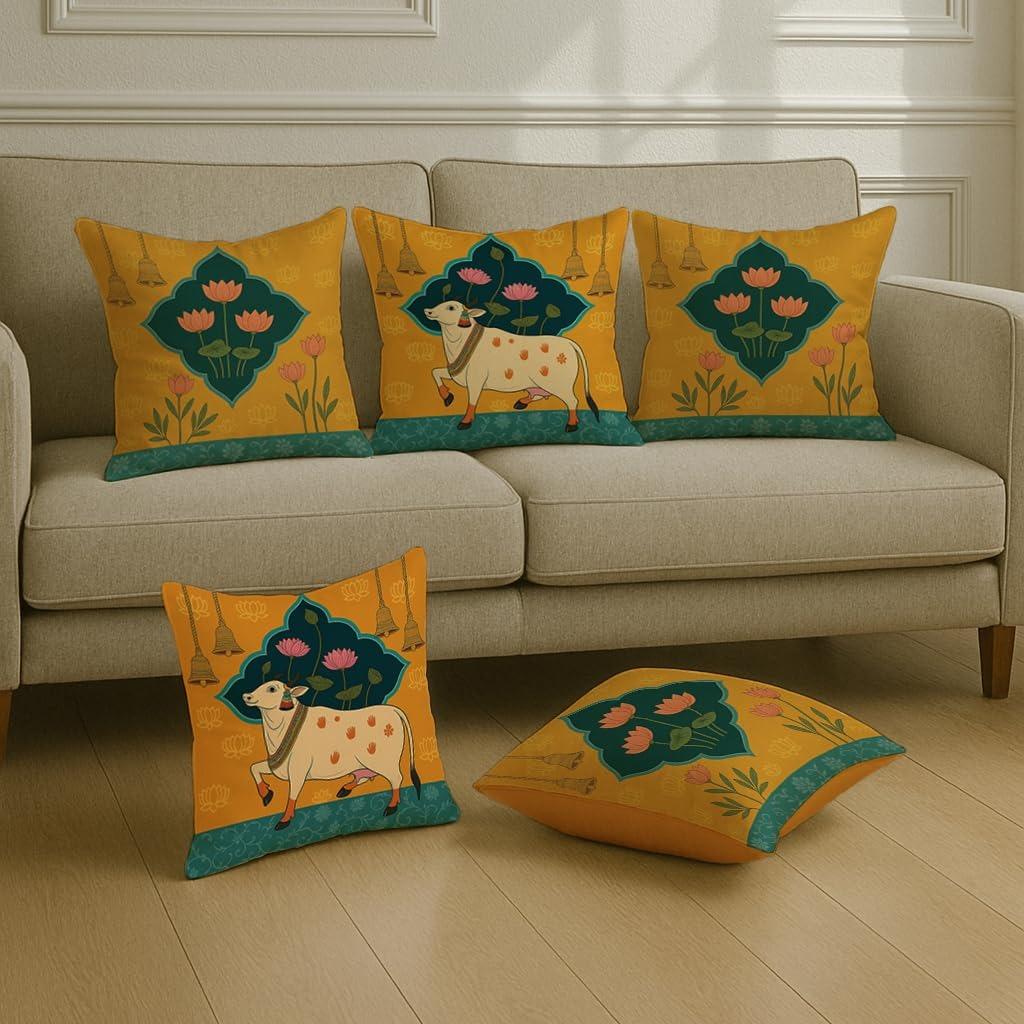 Satin Ethnic Cushion Covers Cow & Lotus Art, 16x16 Inches, Pack of 5 for Living Room & Festive Decor 16 x 16 Inch (Pack of 2) жовтий
Satin Ethnic Cushion Covers Cow & Lotus Art, 16x16 Inches, Pack of 5 for Living Room & Festive Decor 16 x 16 Inch (Pack of 2) жовтий