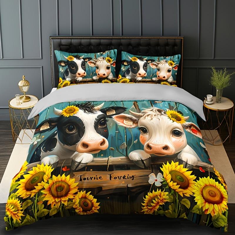 Farm Cow Duvet Cover Three-Piece Sunflower Quilt Cover Cute Cow Bedding Set EU single 135*200
Farm Cow Duvet Cover Three-Piece Sunflower Quilt Cover Cute Cow Bedding Set EU single 135*200