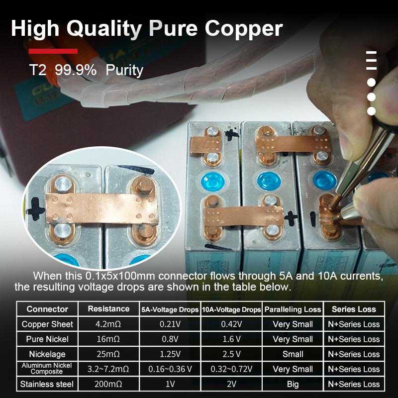 5M/Roll 99.9% T2 Copper Strip Strap For Energy Storage Spot Welder 18650 21700 Lithium Battery Connection Copper Strip Welding 0.1x5mmx5M
5M/Roll 99.9% T2 Copper Strip Strap For Energy Storage Spot Welder 18650 21700 Lithium Battery Connection Copper Strip Welding 0.1x5mmx5M