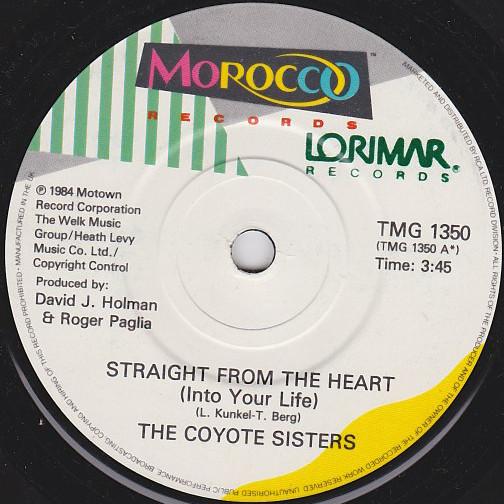 7inch Record COYOTE SISTERS Straight From The Heart Into Your TMG1350 Morocco Records 1984 UK Dance Electronica Used
7inch Record COYOTE SISTERS Straight From The Heart Into Your TMG1350 Morocco Records 1984 UK Dance Electronica Used