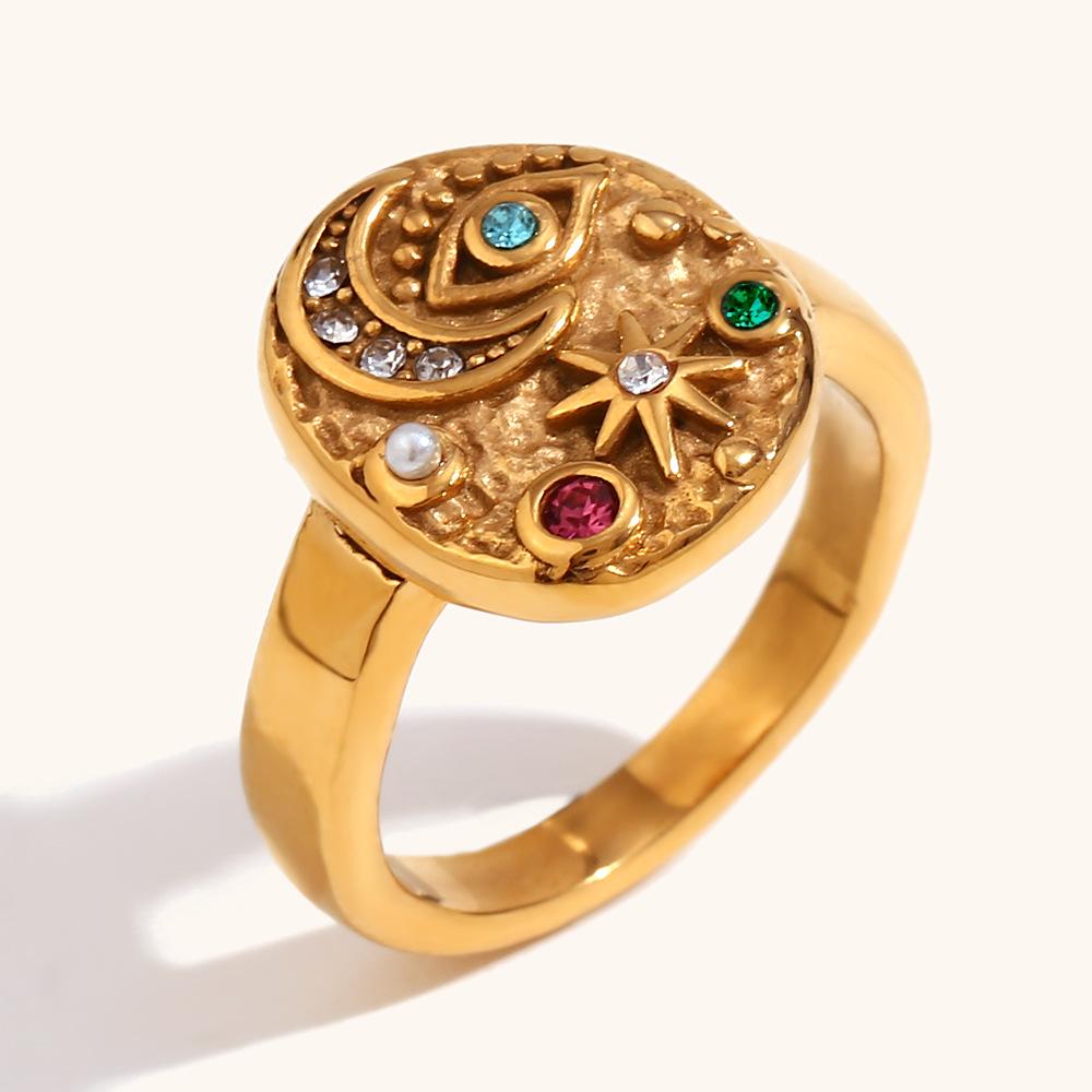 European-American Hammered Star & Moon Pendant Necklace with Colorful Diamonds & Gold-Plated Earrings and Rings
European-American Hammered Star & Moon Pendant Necklace with Colorful Diamonds & Gold-Plated Earrings and Rings