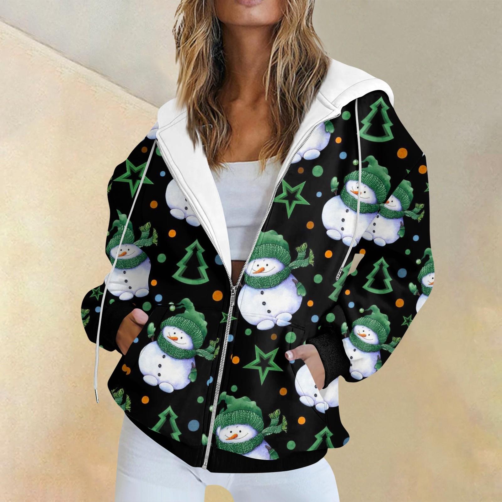 Женская модная повседневная толстовка с рождественским принтом и длинными рукавами, карманная куртка, пальто с капюшоном на молнии XL темно-зеленого
Женская модная повседневная толстовка с рождественским принтом и длинными рукавами, карманная куртка, пальто с капюшоном на молнии XL темно-зеленого