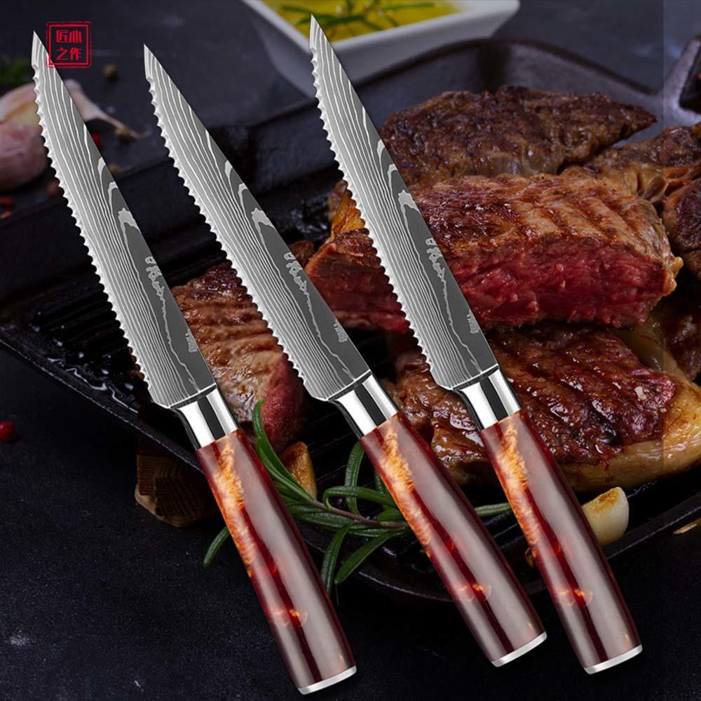 Дамаск Нержавеющая сталь Нож для стейка Тесак для мяса Нож для нарезки Обеденный кухонный нож Кухонные инструменты для приготовления пищи
Дамаск Нержавеющая сталь Нож для стейка Тесак для мяса Нож для нарезки Обеденный кухонный нож Кухонные инструменты для приготовления пищи