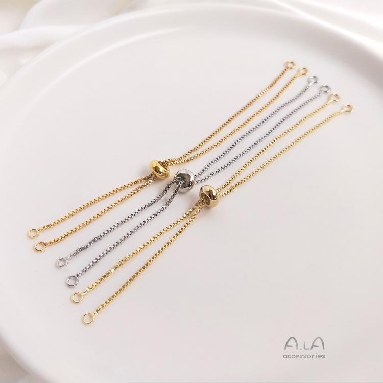 14K Gold-Filled Korean Style Box Bracelet with Adjustable Silicone Beads and Double Dangle Extension Chain
14K Gold-Filled Korean Style Box Bracelet with Adjustable Silicone Beads and Double Dangle Extension Chain
