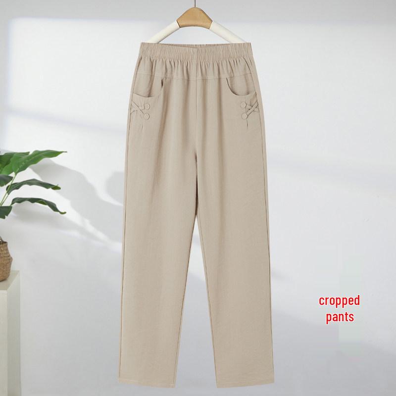 High-Waisted Summer Pants for Women: Loose, Nine-Tenths Length, Thin Style, Casual Straight-Leg for Middle-Aged & Elderly. 5XL (approx. 155-170 lbs)
High-Waisted Summer Pants for Women: Loose, Nine-Tenths Length, Thin Style, Casual Straight-Leg for Middle-Aged & Elderly. 5XL (approx. 155-170 lbs)