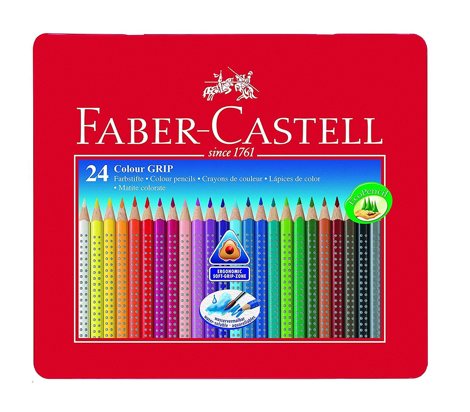 Faber-Castell ColorGrip Watercolor Pencils, 24 Colors (Tin) 112423
Faber-Castell ColorGrip Watercolor Pencils, 24 Colors (Tin) 112423