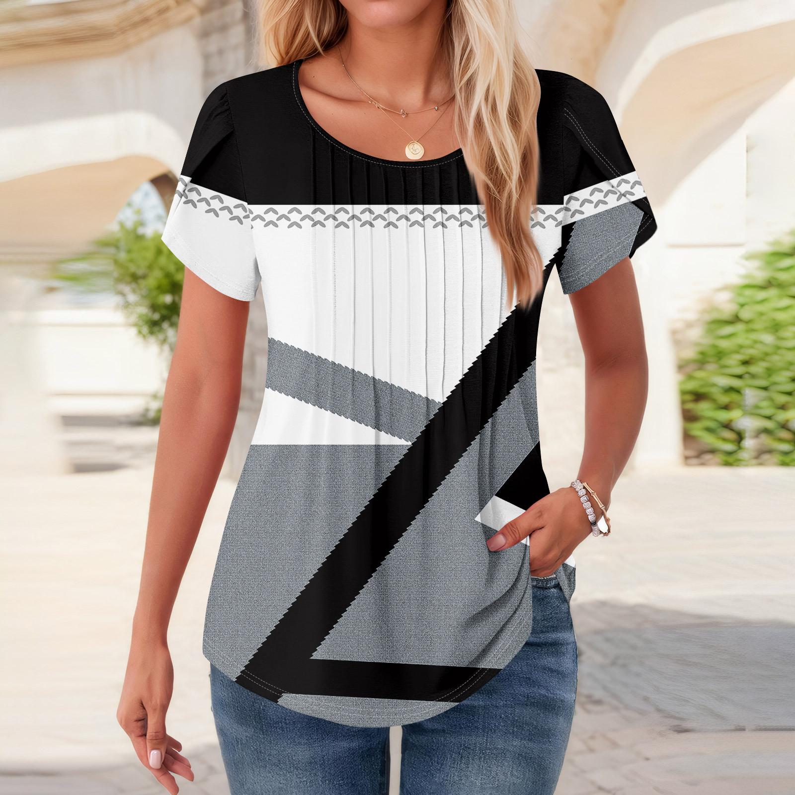 Женские топы с коротким рукавом и круглым вырезом, летние рубашки с цветочным принтом, блузки для женщин, нарядные повседневные L чёрный
Женские топы с коротким рукавом и круглым вырезом, летние рубашки с цветочным принтом, блузки для женщин, нарядные повседневные L чёрный