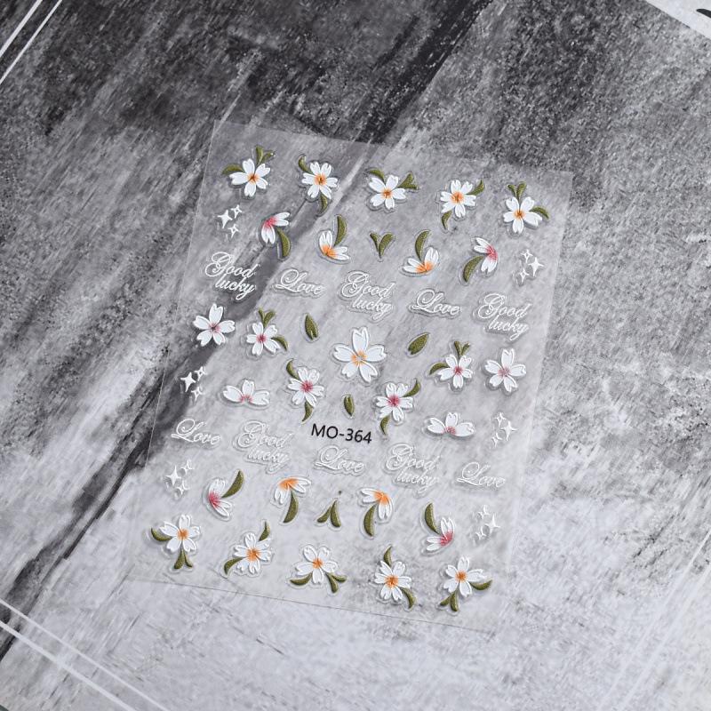 Embossed Semi-Transparent Floral Nail Stickers with 3D White Petals and Adhesive Backing
Embossed Semi-Transparent Floral Nail Stickers with 3D White Petals and Adhesive Backing