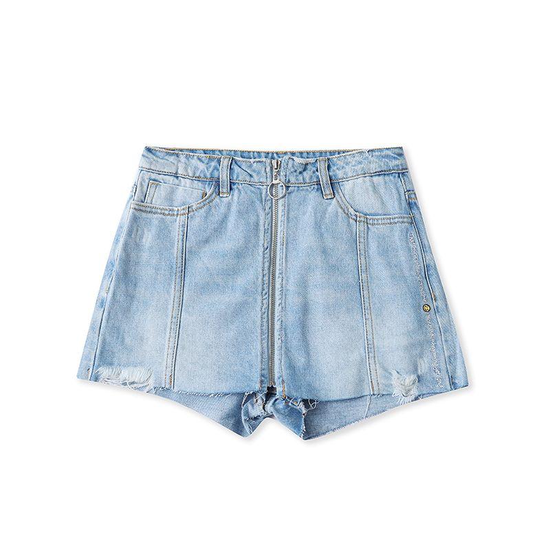Denim Washed Distressed Frayed Denim Short Pantskirt Summer New Versatile Fashion Women Zip-up Culottes 02103 Denim Blue S
Denim Washed Distressed Frayed Denim Short Pantskirt Summer New Versatile Fashion Women Zip-up Culottes 02103 Denim Blue S