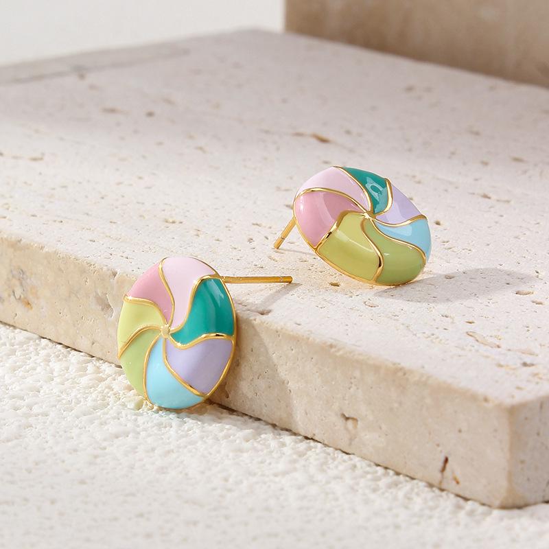 Exquisite Greek-Inspired Lollipop Stud Earrings with Colorful Enamel and 925 Silver Needle.
Exquisite Greek-Inspired Lollipop Stud Earrings with Colorful Enamel and 925 Silver Needle.