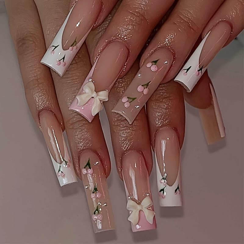 24-Piece Removable Valentine s Day French Flower Nail Art Set with Bowknot Rhinestones
24-Piece Removable Valentine s Day French Flower Nail Art Set with Bowknot Rhinestones
