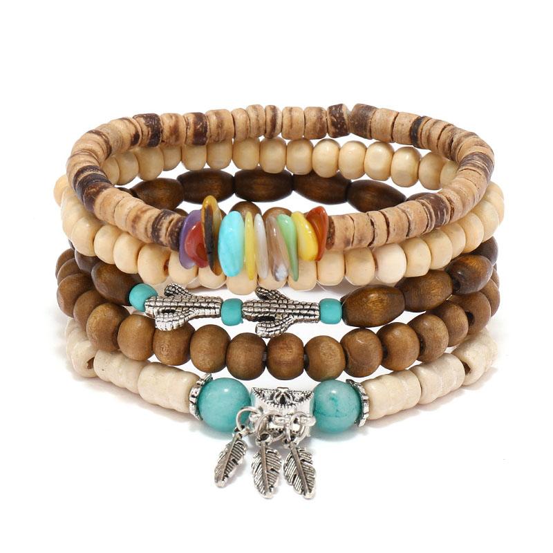 5Pcs Natural Wood Beaded Bracelets Cactus Feather Charm Wristband for Men Women Gift Set Bohemian Multilayer Hand Chains різнокольоровий
5Pcs Natural Wood Beaded Bracelets Cactus Feather Charm Wristband for Men Women Gift Set Bohemian Multilayer Hand Chains різнокольоровий