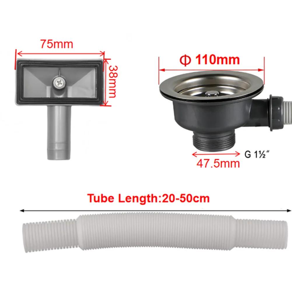 Stainless Steel and PVC Kitchen Sink Strainer with Overflow Protection for 110mm or 114mm Drain Hose Compatibility 110mm
Stainless Steel and PVC Kitchen Sink Strainer with Overflow Protection for 110mm or 114mm Drain Hose Compatibility 110mm