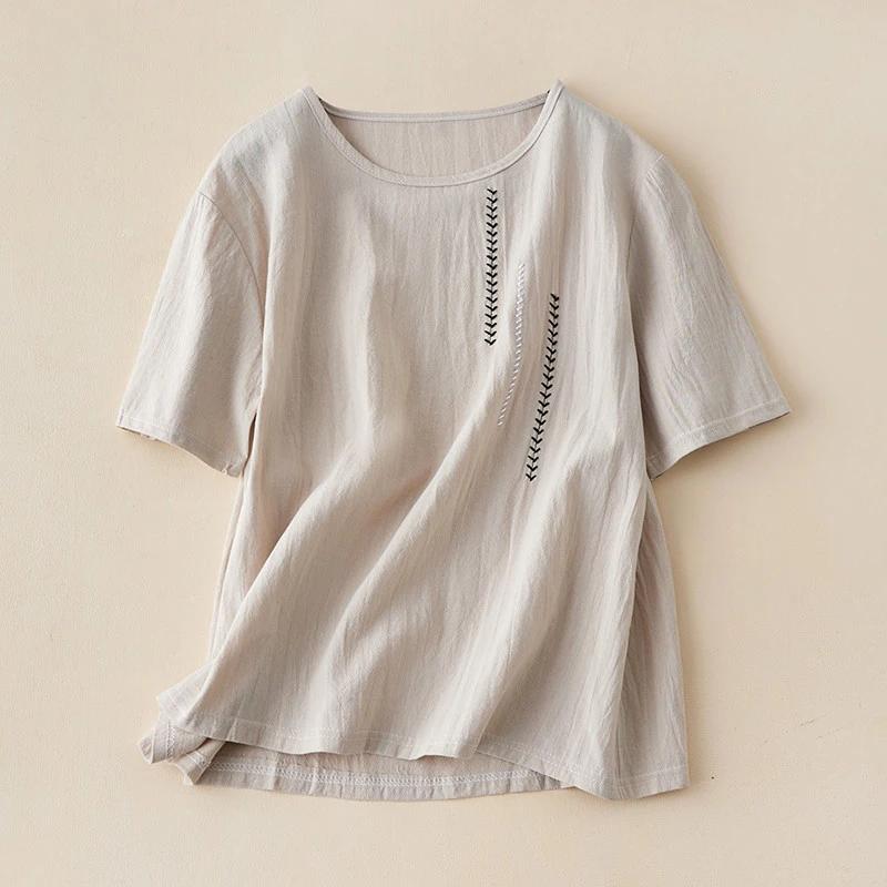 T-shirt Women Cotton Summer Embroidery Casual Large Size Loose Round Neck Pullover Short-sleeved Tops XXXL дубильна кора
T-shirt Women Cotton Summer Embroidery Casual Large Size Loose Round Neck Pullover Short-sleeved Tops XXXL дубильна кора