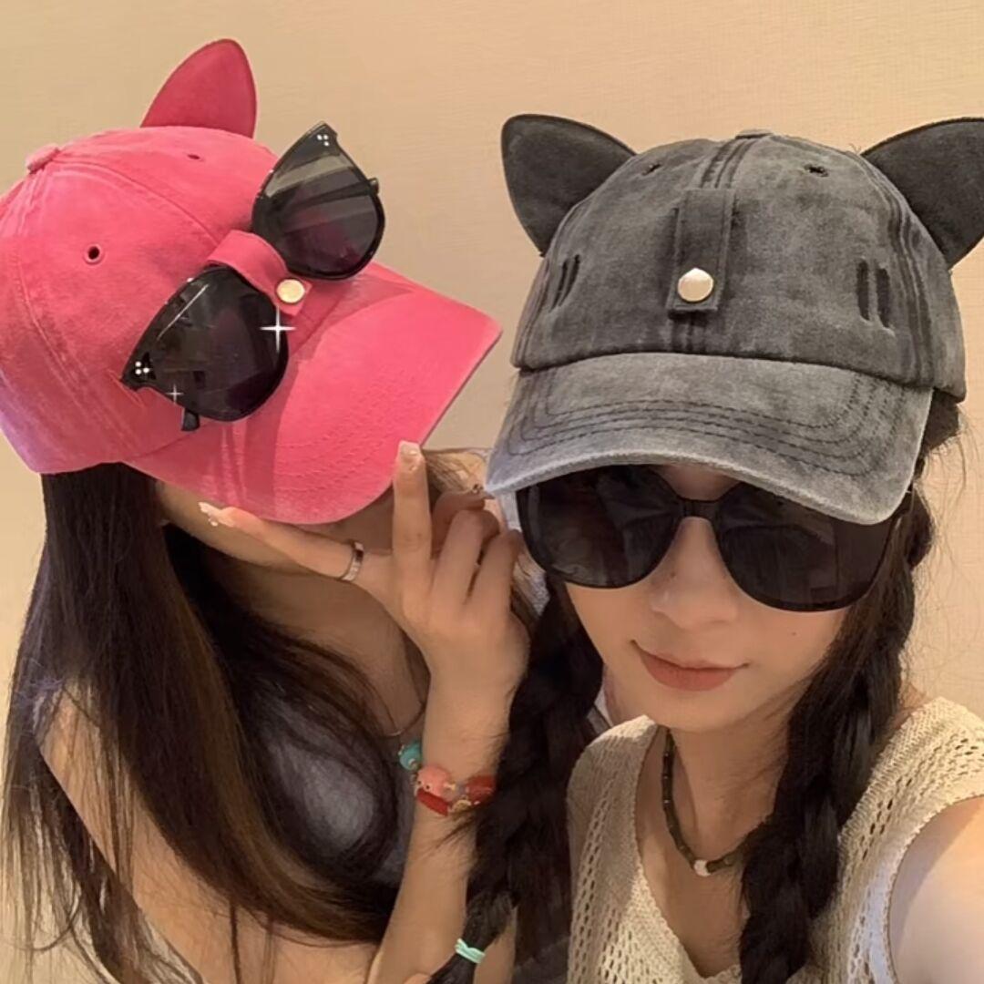 New Cat Ears Sunglasses Baseball Cap Y2K Cotton Washed Pilot Snapback Caps Gorras Women And Men Outdoor Sunshade Sun Hats Unisex kids(52-54cm) рожевий червоний колір
New Cat Ears Sunglasses Baseball Cap Y2K Cotton Washed Pilot Snapback Caps Gorras Women And Men Outdoor Sunshade Sun Hats Unisex kids(52-54cm) рожевий червоний колір