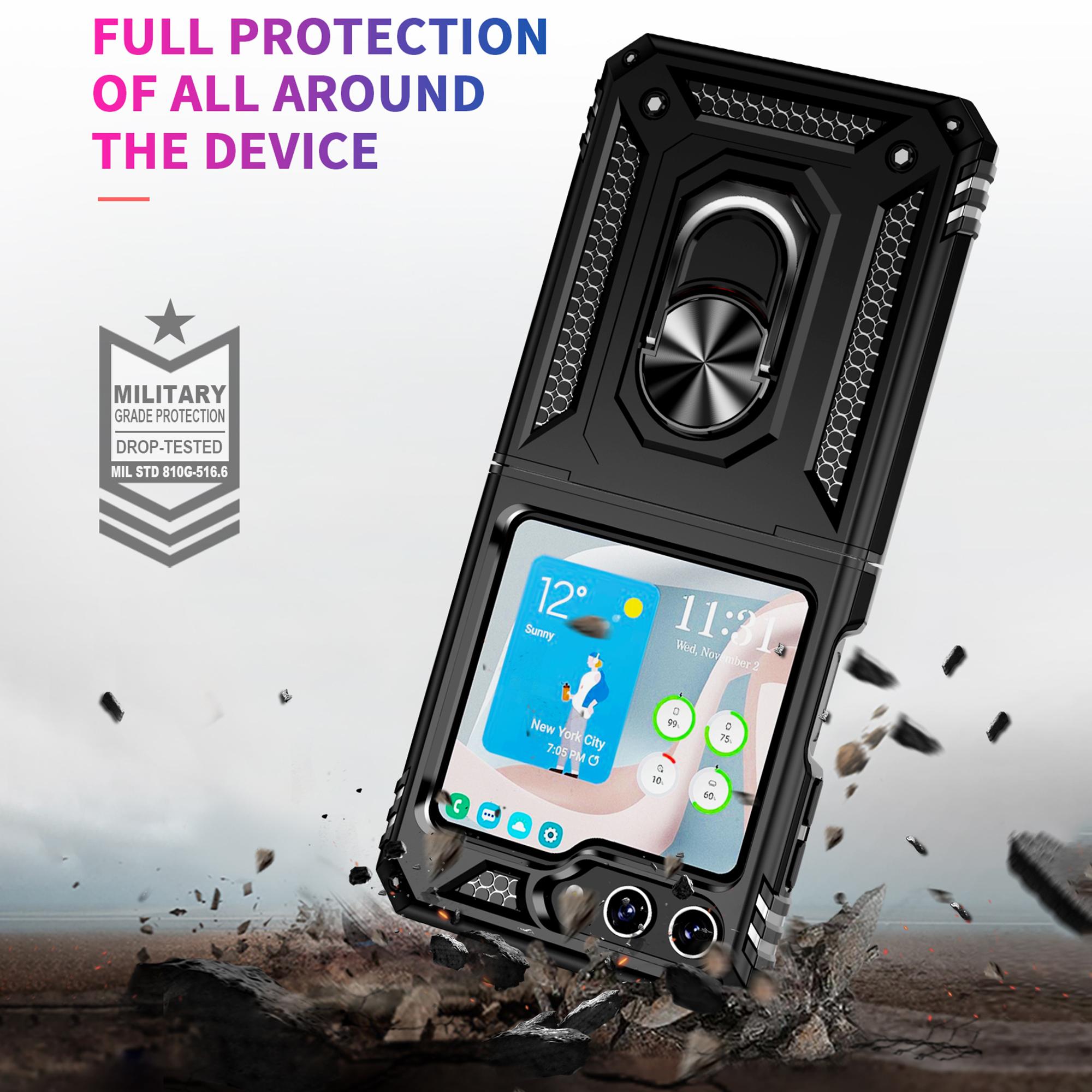 TPU+PC Phone Case for Samsung Galaxy Z Flip5 5G Ring Kickstand Anti-fall Cover with Car Mount Metal Sheet Black
TPU+PC Phone Case for Samsung Galaxy Z Flip5 5G Ring Kickstand Anti-fall Cover with Car Mount Metal Sheet Black