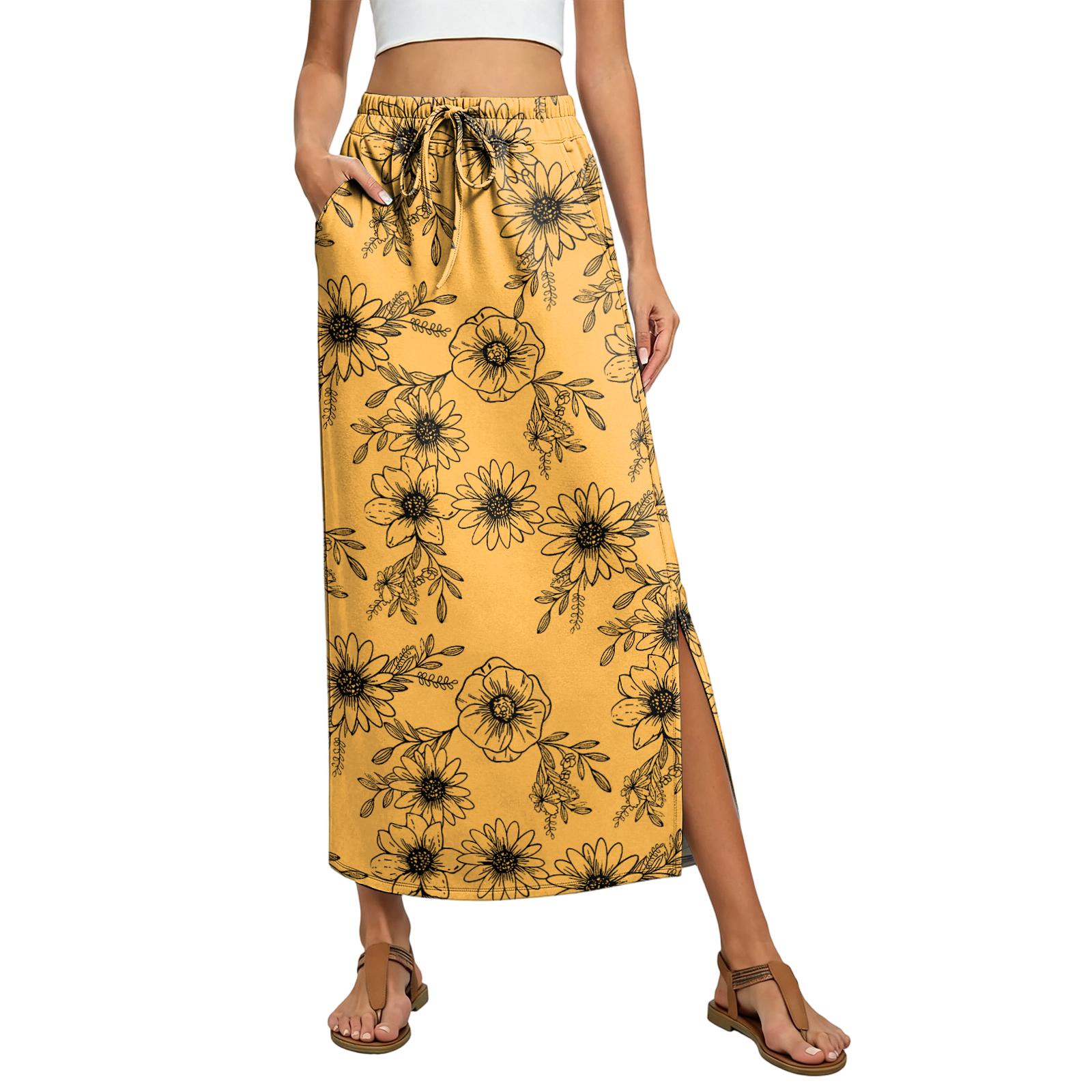 Ladies floral elastic waist drawstring pocket skirt XL жовтий
Ladies floral elastic waist drawstring pocket skirt XL жовтий