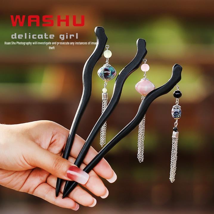 Exquisite Chinese Wooden Hairpin with Tassel - Ethnic & Classical Style Qipao Hanfu Accessory
Exquisite Chinese Wooden Hairpin with Tassel - Ethnic & Classical Style Qipao Hanfu Accessory