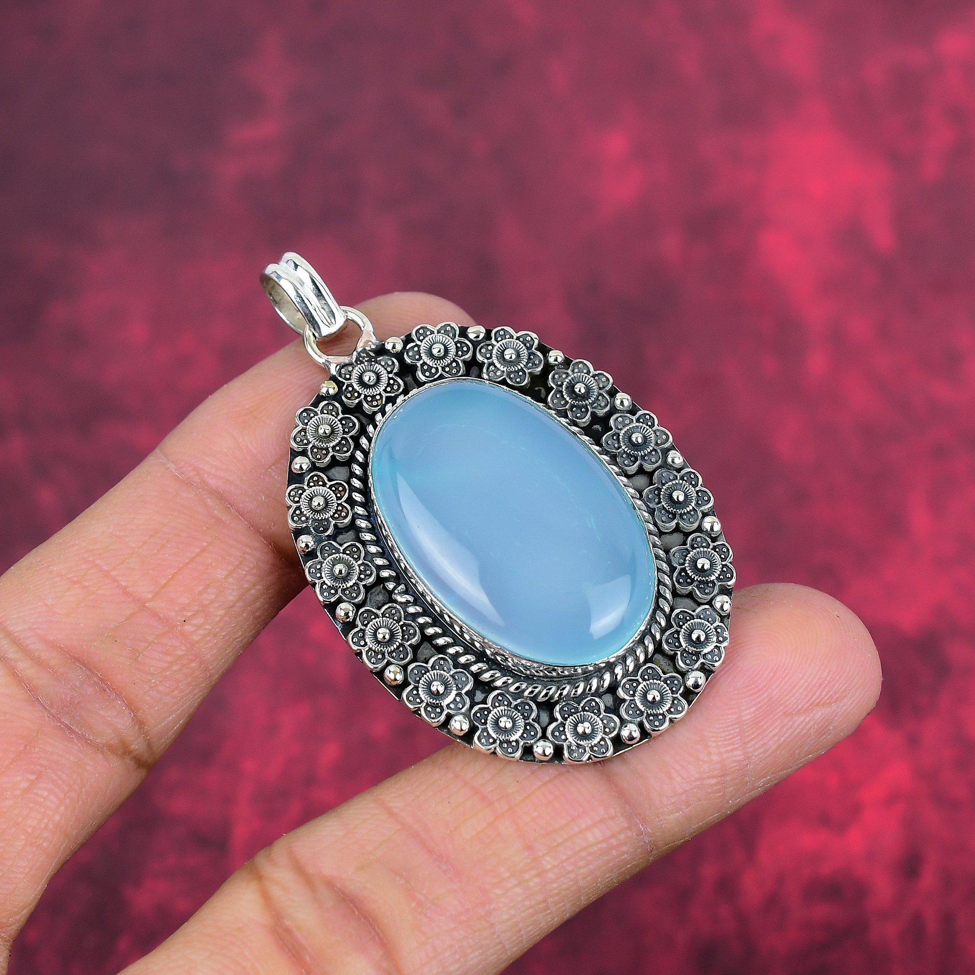 Blue Chalcedony Gemstone Pendant, Handmade Jewelry, 925 Solid Sterling Silver Pendant Jewelry Gift For Love 2.16 Inches синій
Blue Chalcedony Gemstone Pendant, Handmade Jewelry, 925 Solid Sterling Silver Pendant Jewelry Gift For Love 2.16 Inches синій