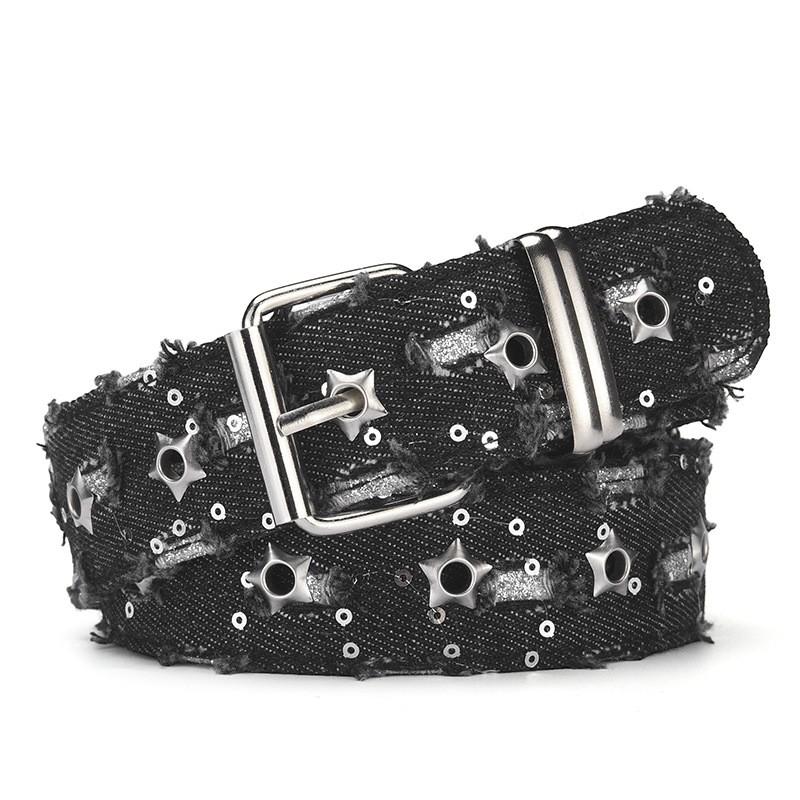 New hollow-out punk casual style women s belt, fashionable star-shaped eyelet decoration, fabric-art ripped style belt, unisex 105cm чорний
New hollow-out punk casual style women s belt, fashionable star-shaped eyelet decoration, fabric-art ripped style belt, unisex 105cm чорний
